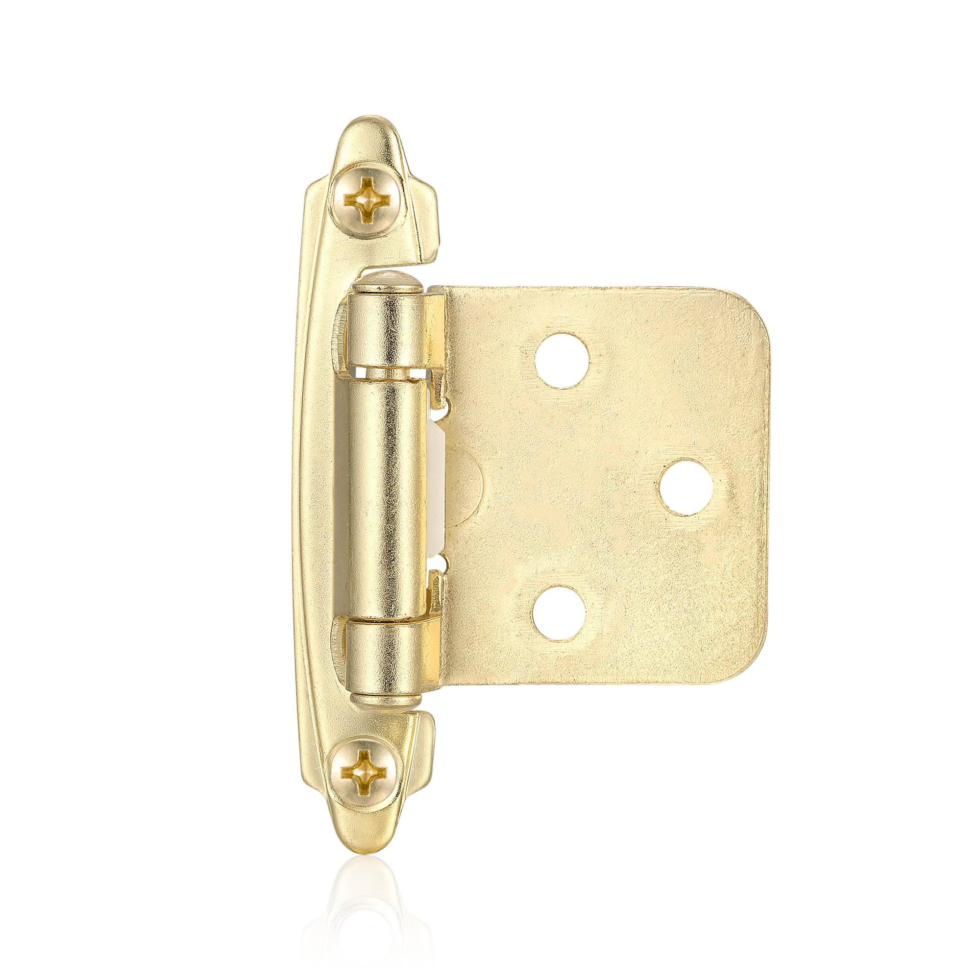 4 Pack (2 Pairs) Antique Brass Self Closing Cabinet Hinges for Kitchen Cabinet Door, 1/2" Overlay (Variable) Semi Concealed Kitchen Cabinet Hinges