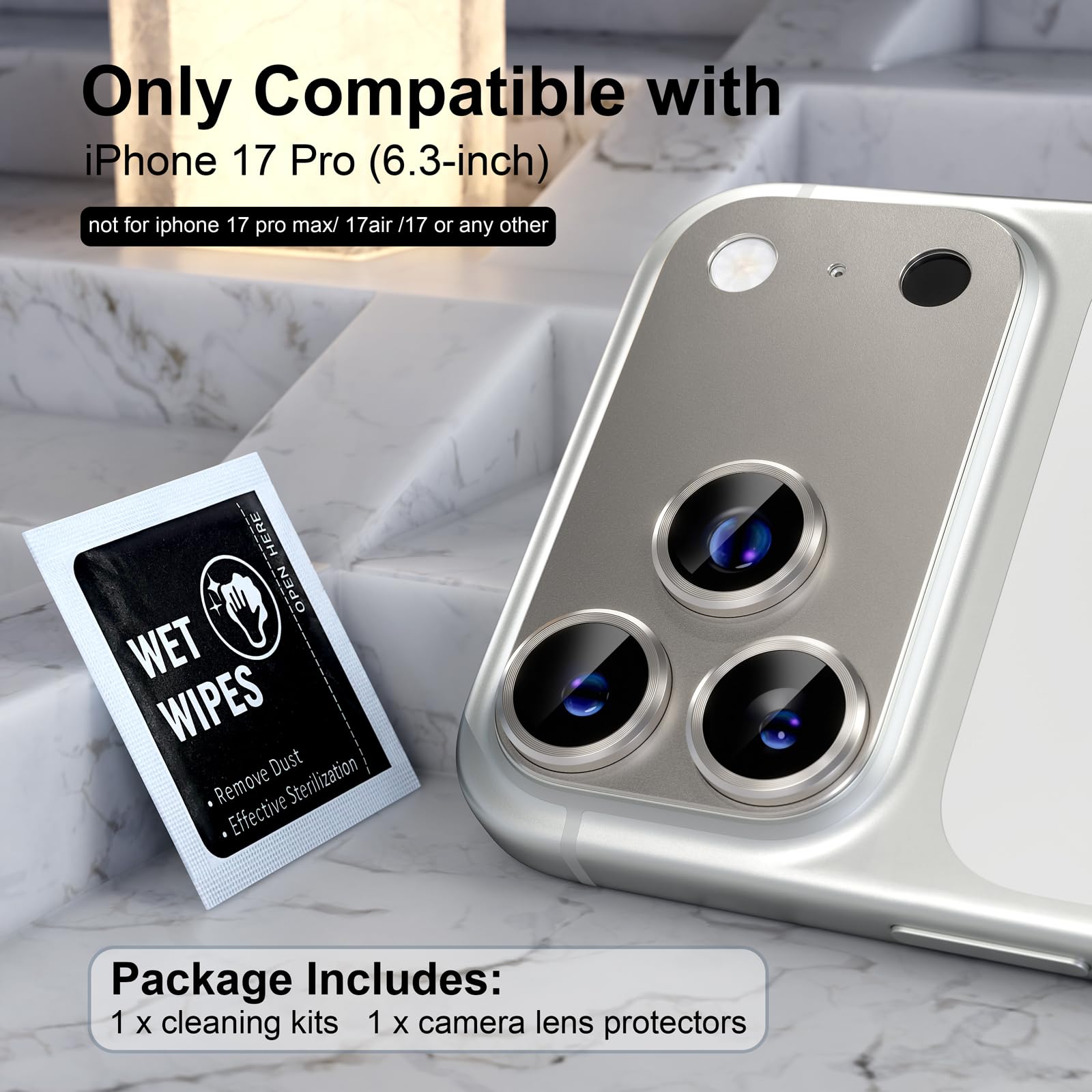 Choiche Compatible for iPhone 16 Pro/iPhone 16 Pro Max Camera Lens Protector, Bling Camera Cover with 9H Tempered Glass Lens Screen Protector Metal Ring Decoration Accessories(Black)