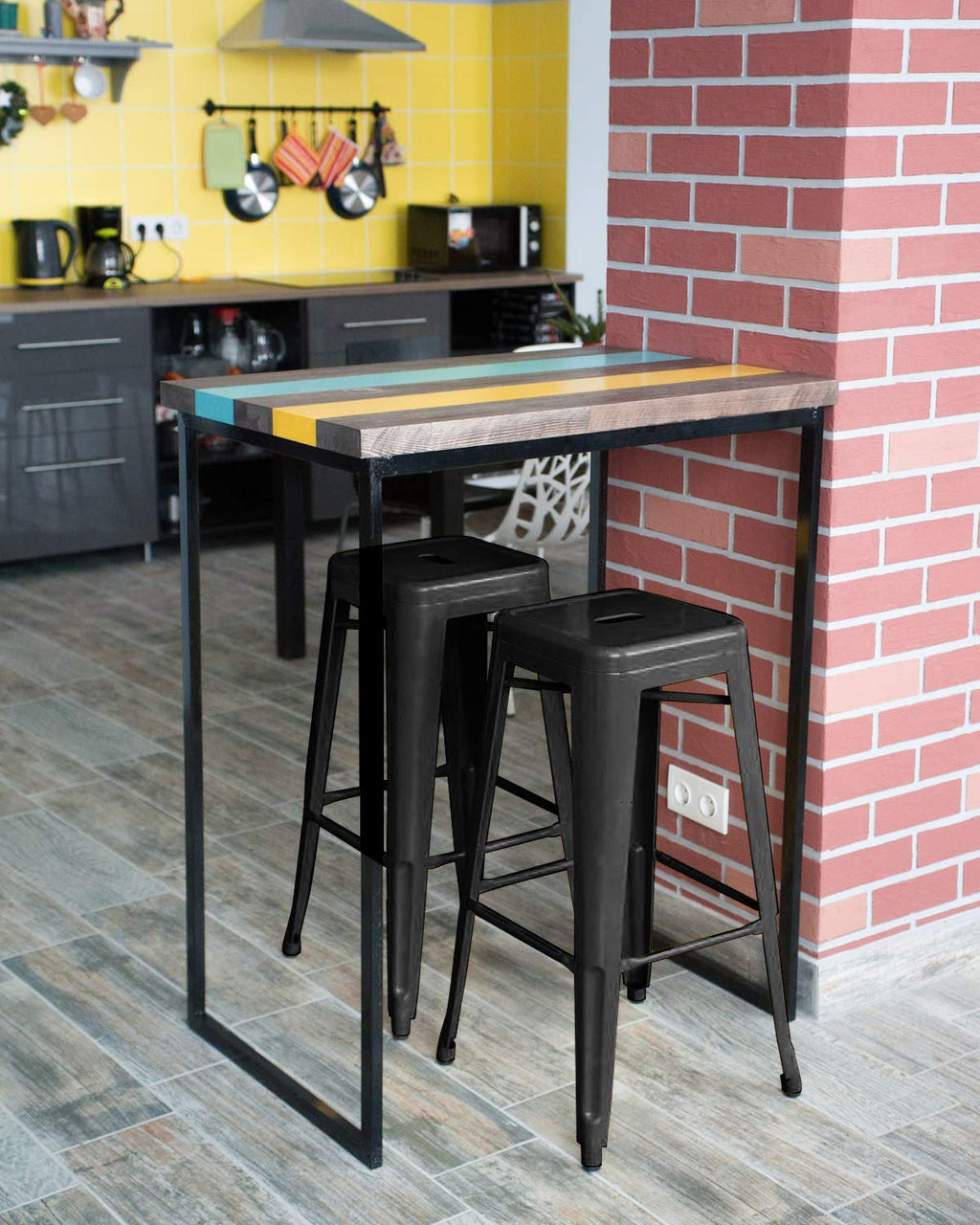 FDW Metal Bar Stools Set of 4 Counter Height Bar Stools 24 Inches Industrial Bar Chairs Patio Stool Stackable Backless Stool Indoor Outdoor Metal Kitchen Stools Bar Chairs (Black, 24")