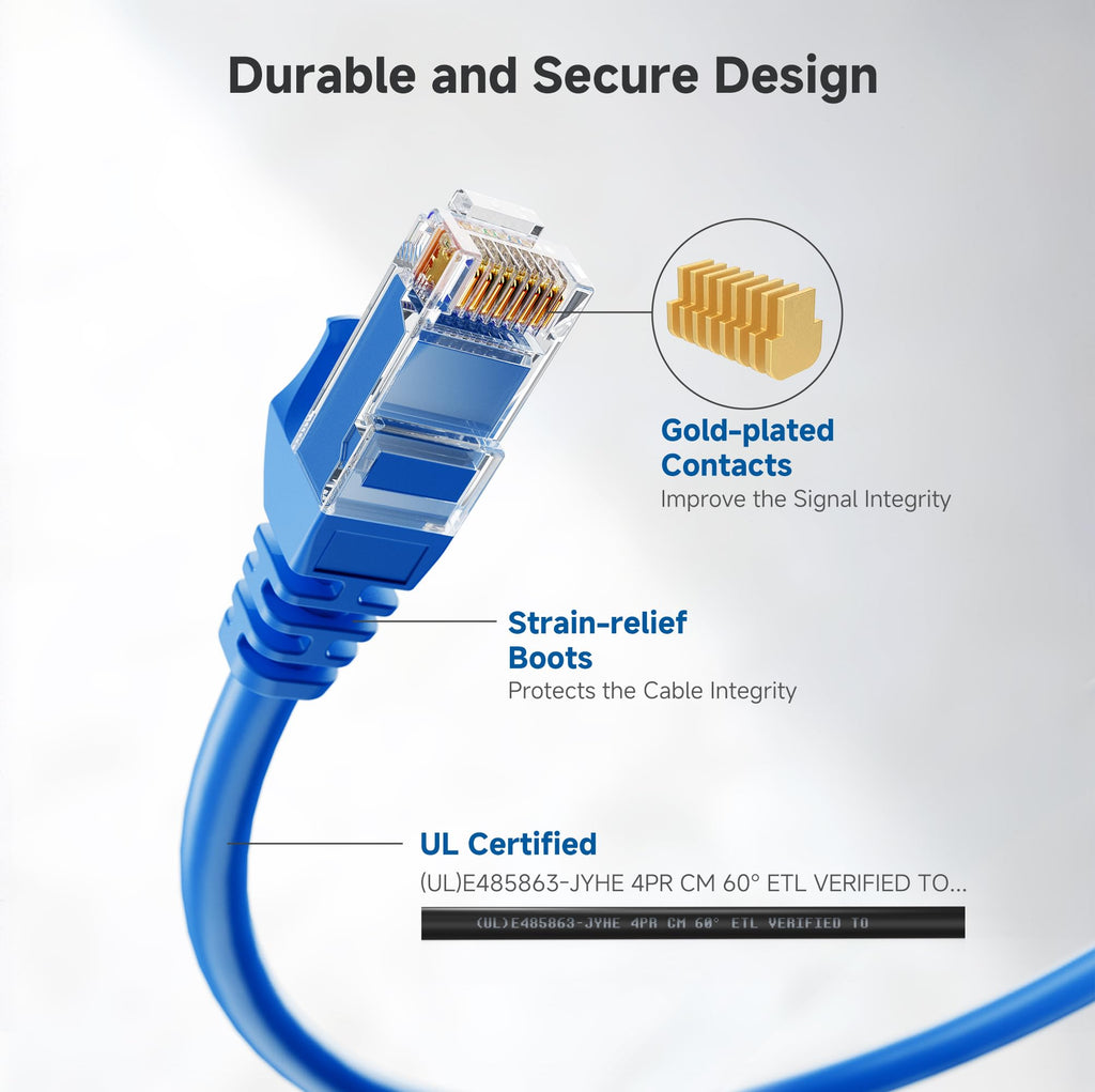 Cable Matters 1Gbps 8-Pack Snagless Short Cat 5e Ethernet Cable - 1ft, Gigabit Cat5e Cable, Cat5e Ethernet Cord, Black