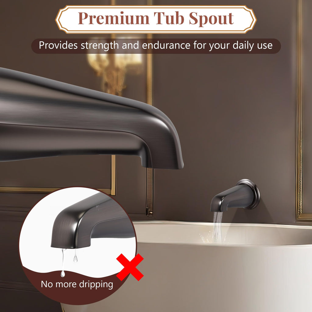 Dreyoo Tub Spout (Universal Fits 1/2" Copper Pipe, 1/2" IPS and 3/4" IPS), Bathroom Bathtub Faucet with Adapters and Hex Wrench(Brushed Nickel,Simple)