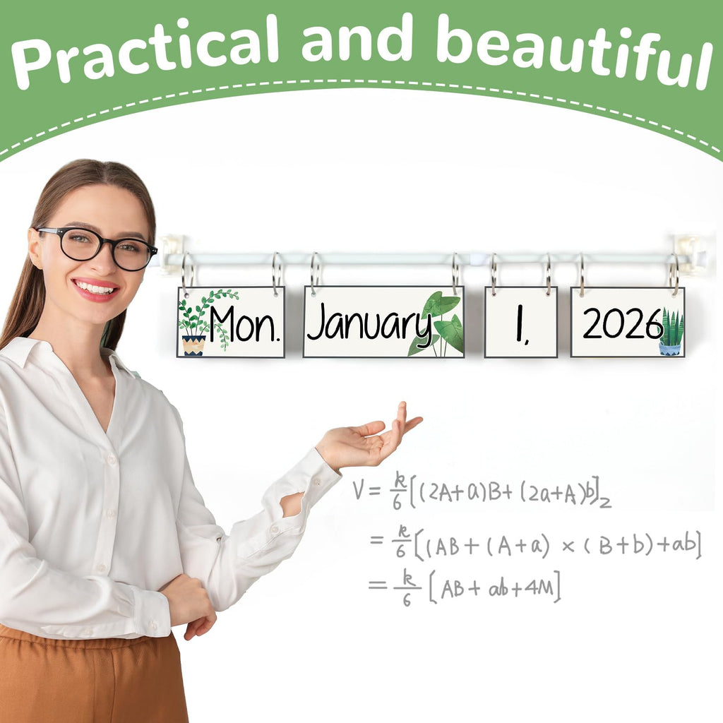 Boho Flip Calendar for Classroom Bulletin Board Set Boho Rainbow Calendar Class Whiteboard Decor with 2026 to 2030 Years Date Cards and Adjustable Rod for Home Elementary School Teacher Supplies