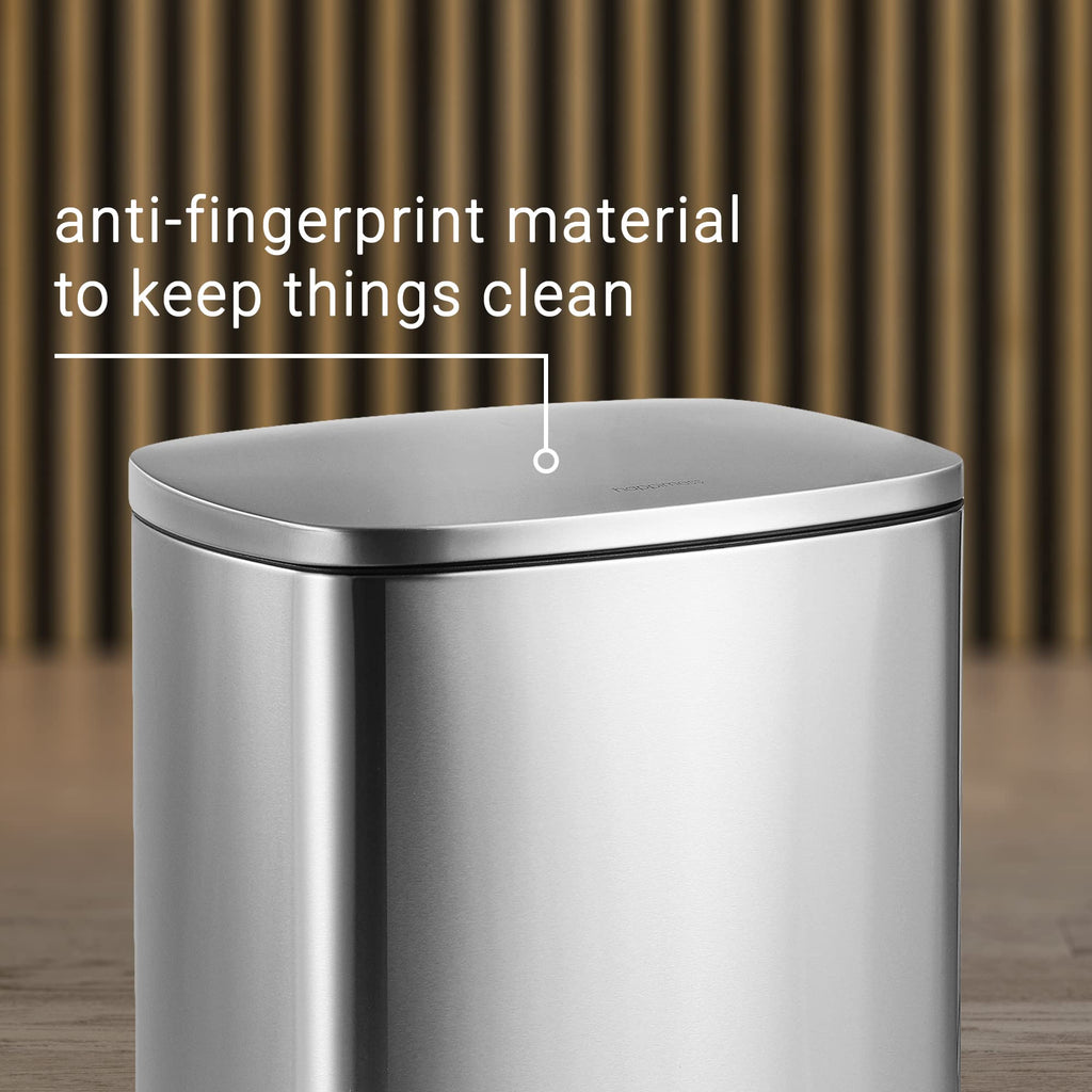 happimess HPM1006B Connor Rectangular 13-Gallon Trash Can with Soft-Close Lid and Free Mini Trash Can, Fingerprint Resistant, Modern, Minimalistic for Home, Kitchen, Office, Bathroom, Black