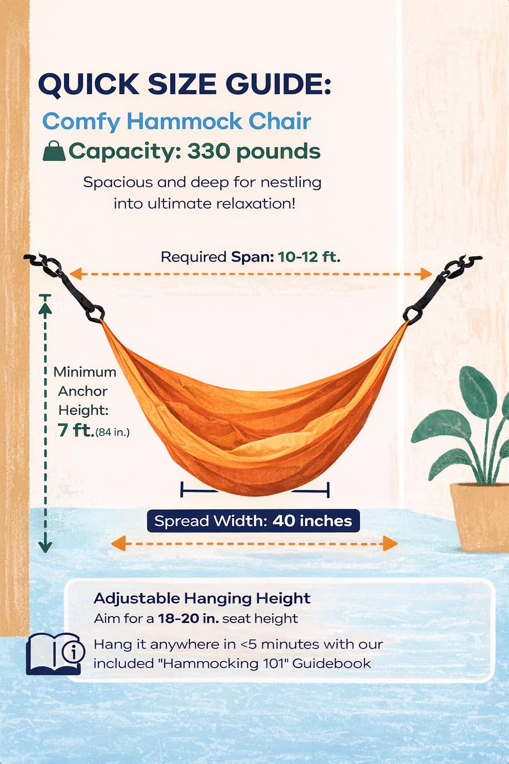 Handwoven Hanging Chair by Yellow Leaf Hammocks - Fits 1 Person, 330lb Max - Kick Back for Full-Body Recline - Weathersafe, Ultra Soft, Hang Anywhere - Color: Natural Khaki