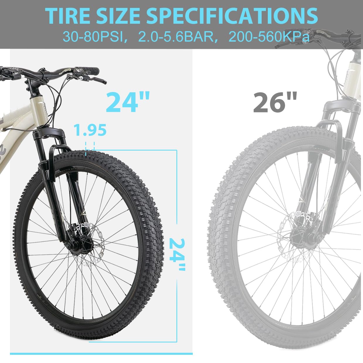 Hycline 2-Pack Mountain Bike Tires Set: 20/24/26/27.5-inch Folding Replacement High-Performance Wear-Resistant Bicycle Tires and Pair Inner Tubes with Tire Levers for MTB Off-Road Bike