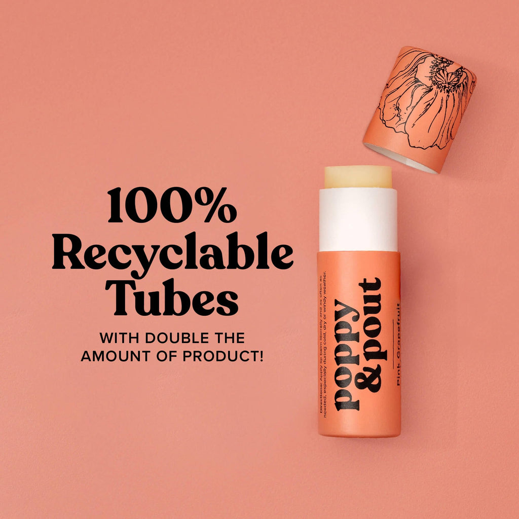 Poppy & Pout Blood Orange Mint Jumbo Lip Balm | All Natural Lip Balms & Moisturizers | Hydrates with Beeswax, Vitamin E, Organic Coconut Oil | Cruelty-Free | Lip Balm in Recyclable Cardboard Tube