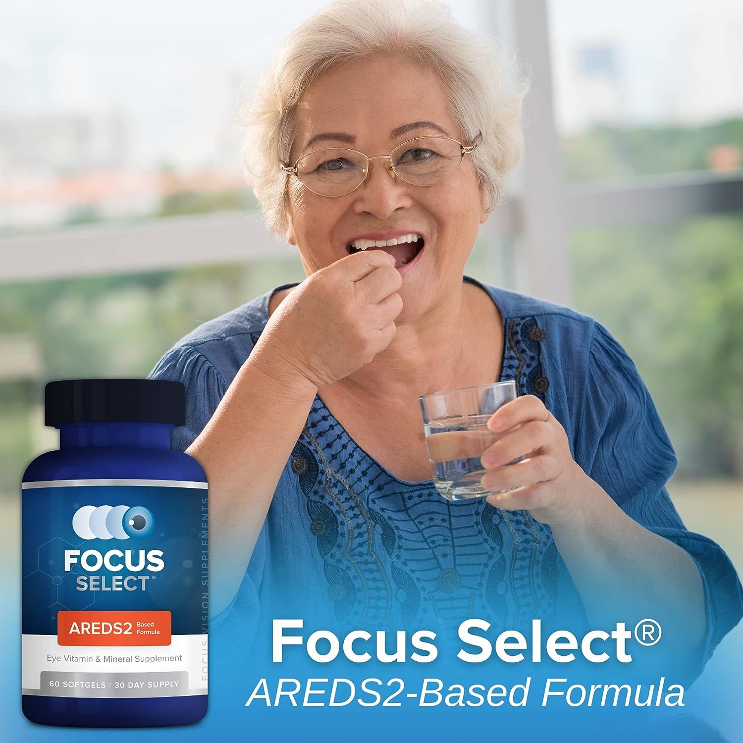 Focus Select AREDS2 Based Eye Vitamin-Mineral Supplement - AREDS2 Based Supplement for Eyes (60 ct. 30 Day Supply) - AREDS2 Based Low Zinc Formula - Eye Vision Supplement and Vitamin