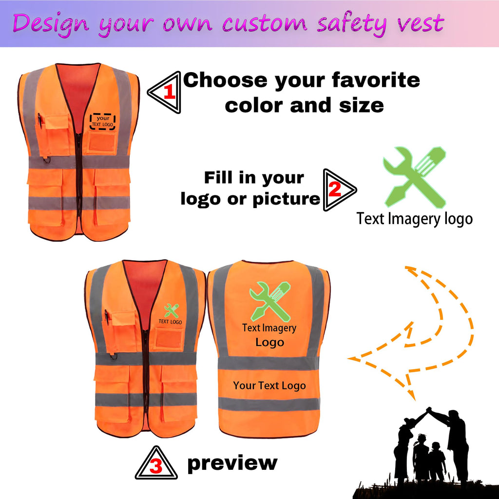 Custom Safety Vest for Men with Pockets Construction Vest High Visibility Reflective Vest Safety Vests Black Safety Vest