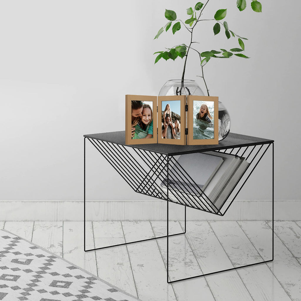 Americanflat Hinged 4x6 Picture Frame with Shatter-Resistant Glass - Double Picture Frames with Engineered Wood - Signature Collection - Photo Frame for Tabletop Display - Black