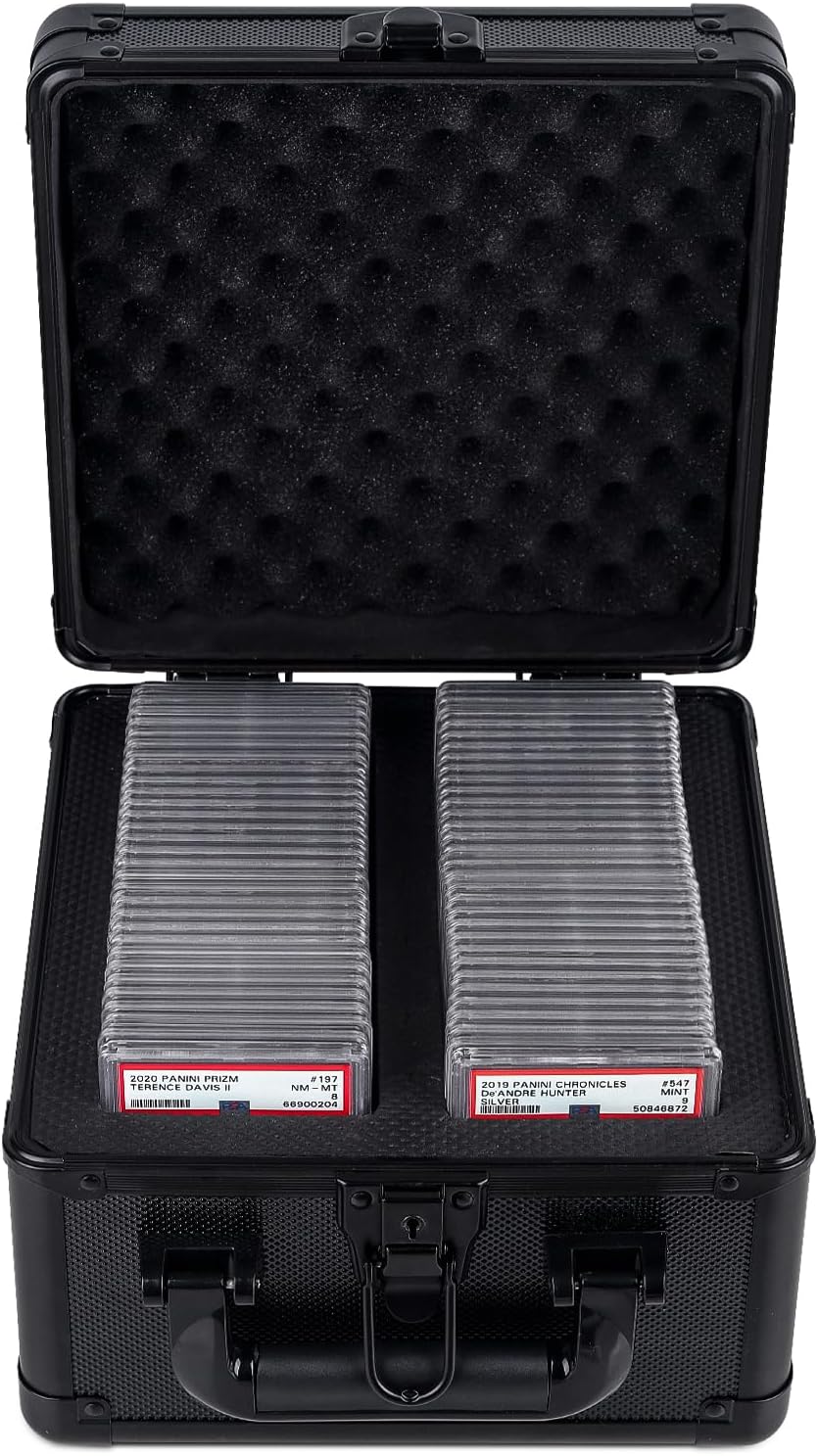 KAGSWAMO Graded Card Storage Box, Holds 60+ PSA Slab Card Case for Graded Cards Sports Cards, Baseball Trading Card Case Holder Fits PSA, CSG, BGS and Top Loaders