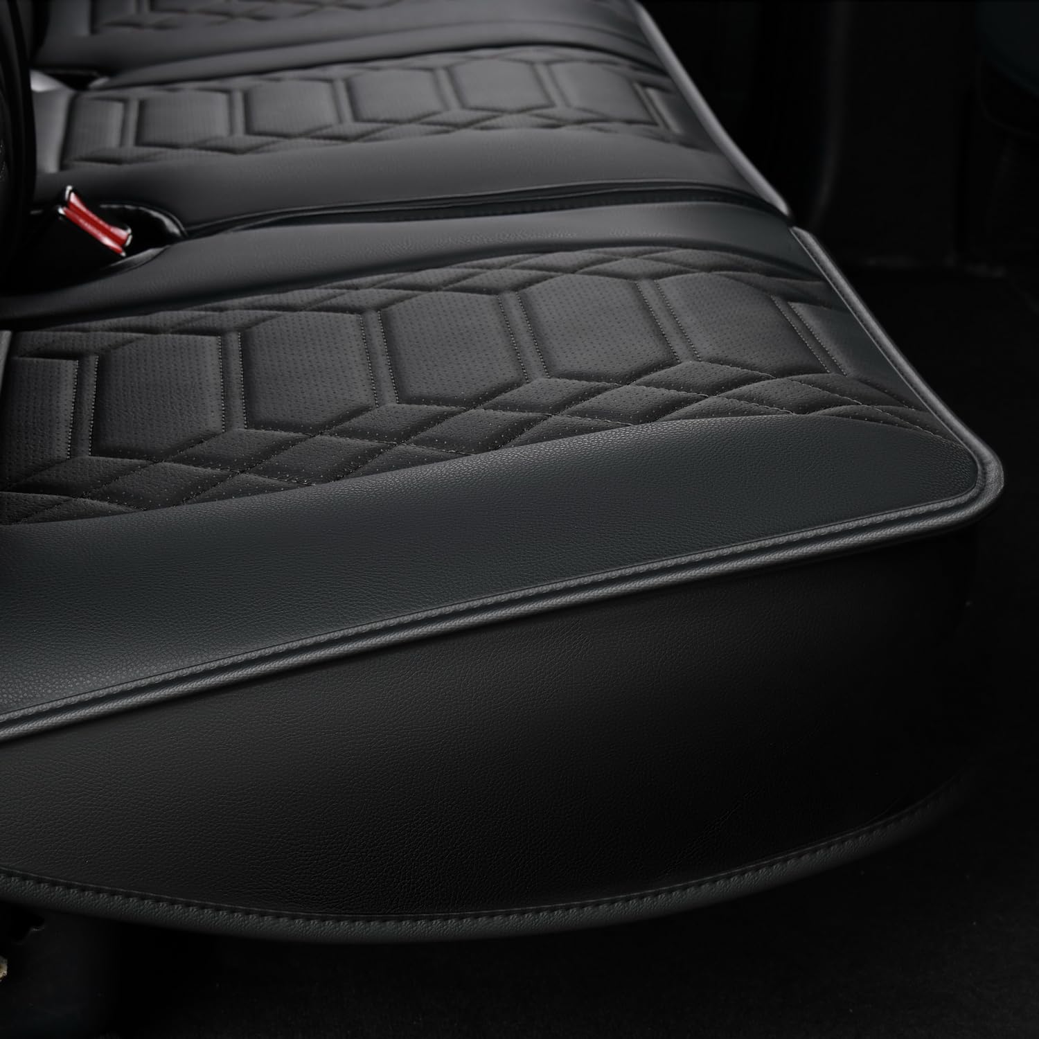 RISINGSTAR Silverado Sierra Front Seat Covers Faux Leather, Fit for 2007-2026 Chevy Silverado GMC Sierra 1500/2500HD/3500HD Crew Double Regular Cab(Front Pair, Black 2 pcs)