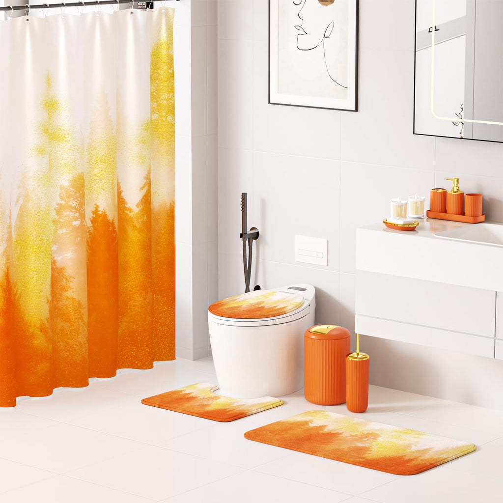 XLHOMO 24 PCS Black Bathroom Accessories Set with Shower Curtain and Rugs, Bathroom Decor Set with Trash Can, Toilet Brush, Soap Dispenser, Toothbrush Holder, Tumbler, Soap Dish and Jars
