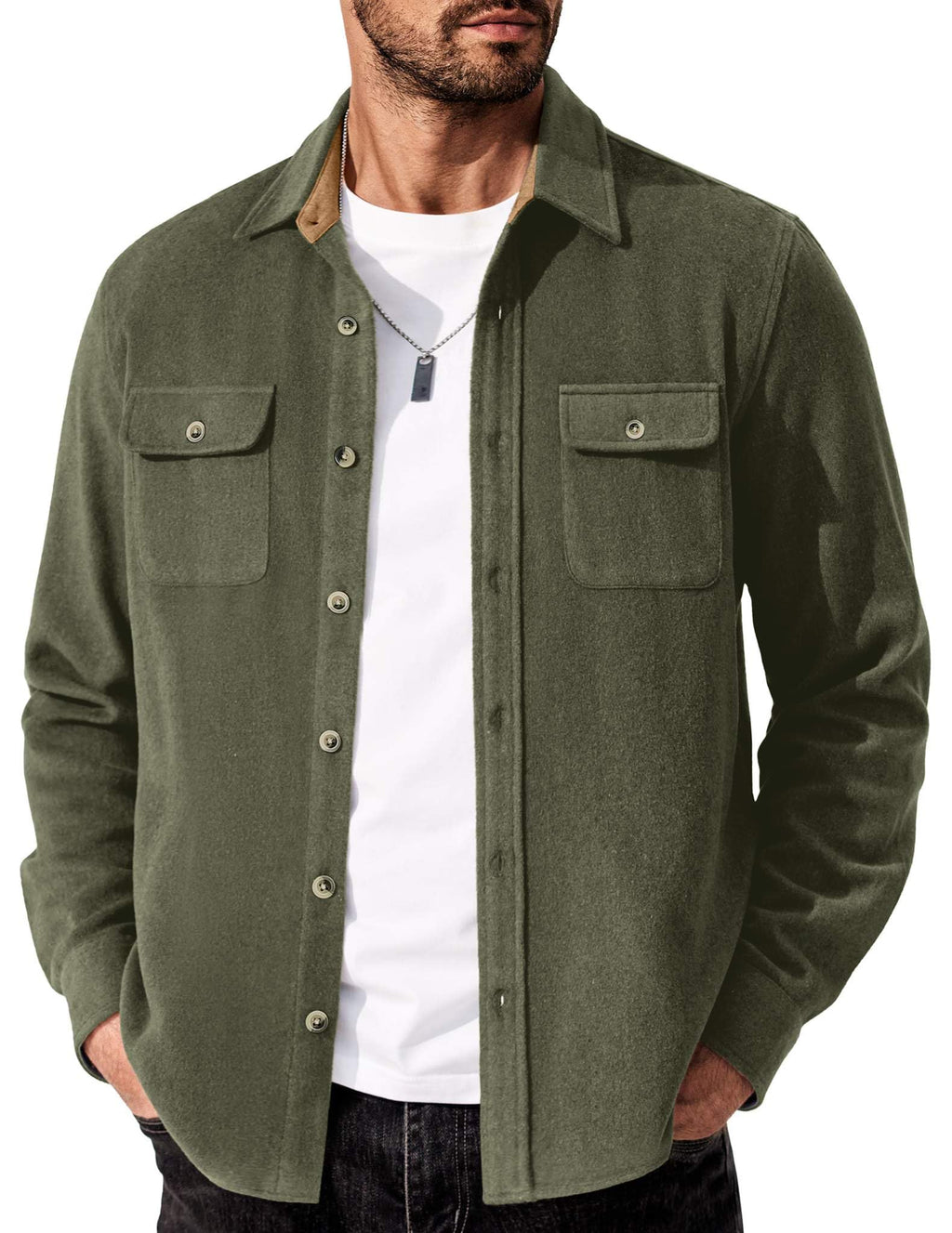 COOFANDY Men's Flannel Shirts Long Sleeve Cotton Plaid Shirt Jacket Casual Button Down Shirt with Pockets