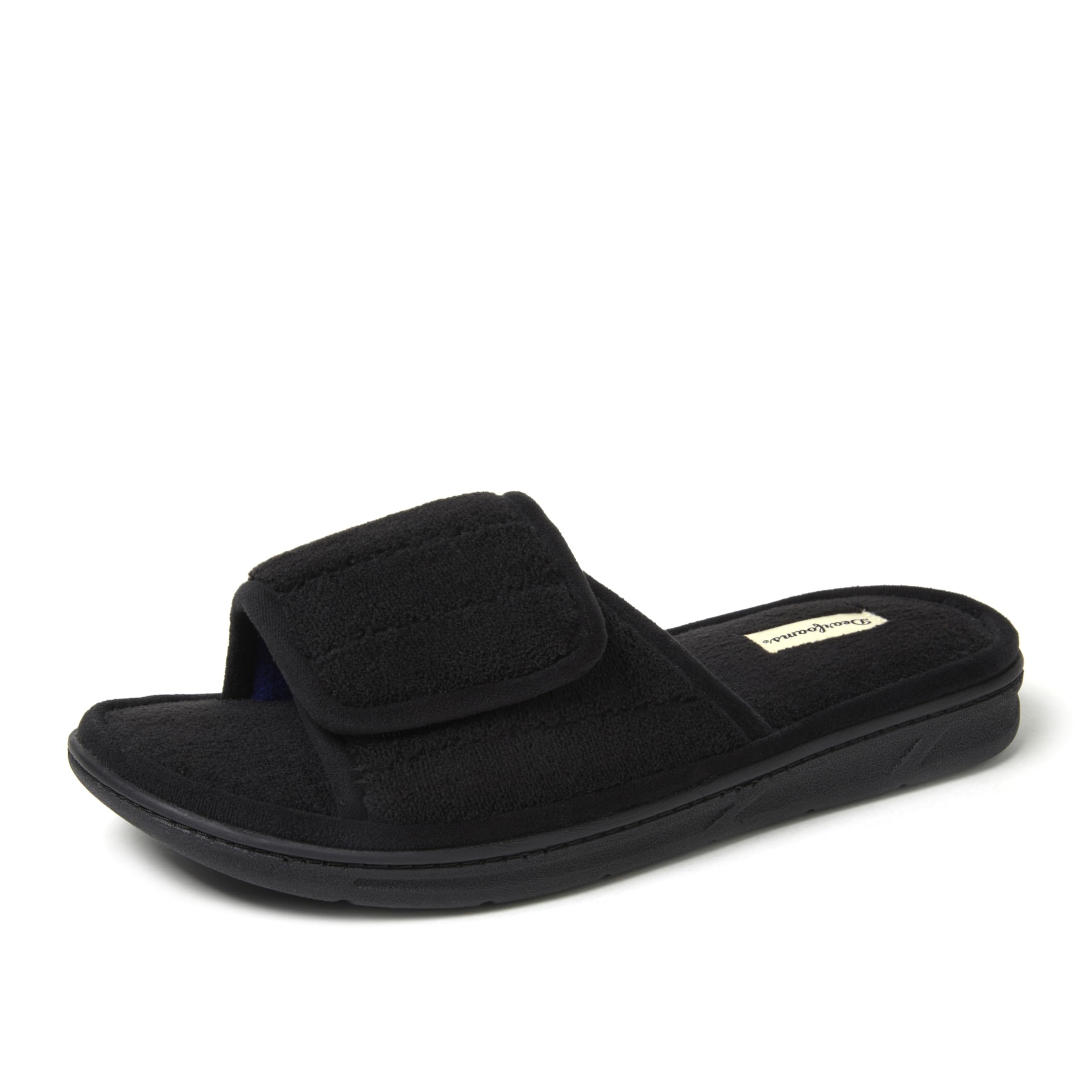 Dearfoams Men's Adjustable Indoor/Outdoor Memory Foam Machine Washable Summer Slide Slipper