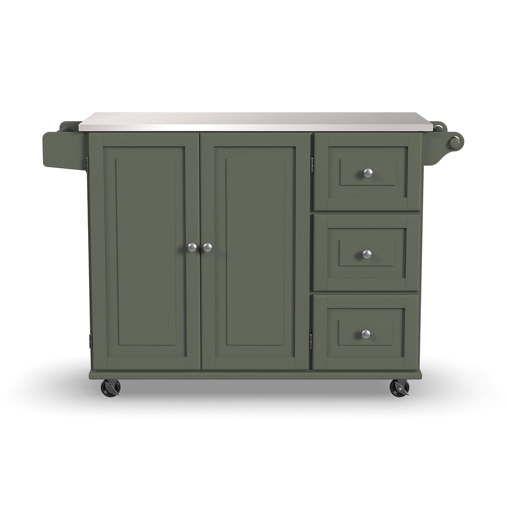 Homestyles Mobile Kitchen Island Cart with Stainless Steel Top, Blue