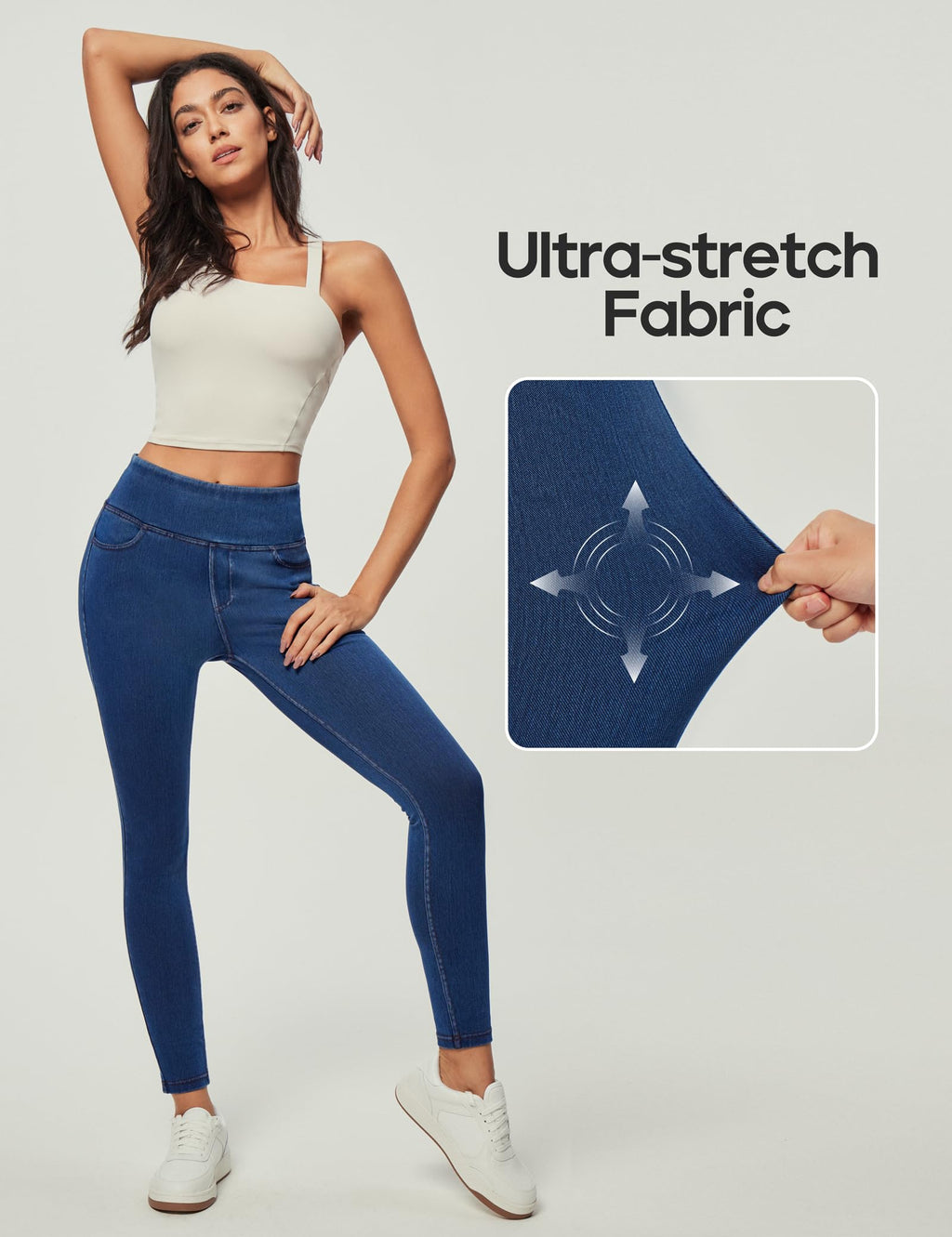 Heathyoga Stretchy Jeans for Women Trendy High Waist Pull On Jeggings Tummy Control Womens Skinny Jeans Leggings with Pockets
