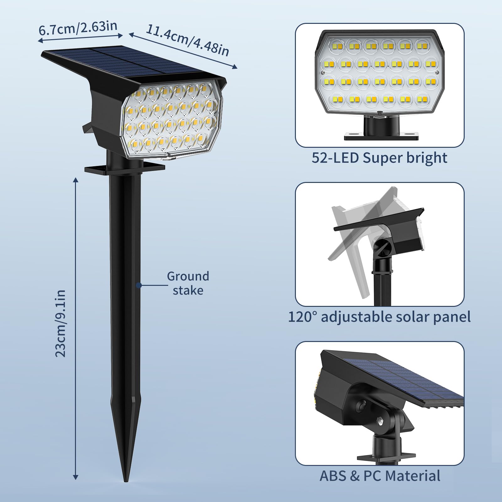 Solar Spot Lights Outdoor Waterproof IP65, 102 LEDs Solar Spotlights with Adjustable Light & Panel, [4 Modes/6 Pack] Landscape Flood Powered Lights for Outside Yard Garden Pathway(Warm White)