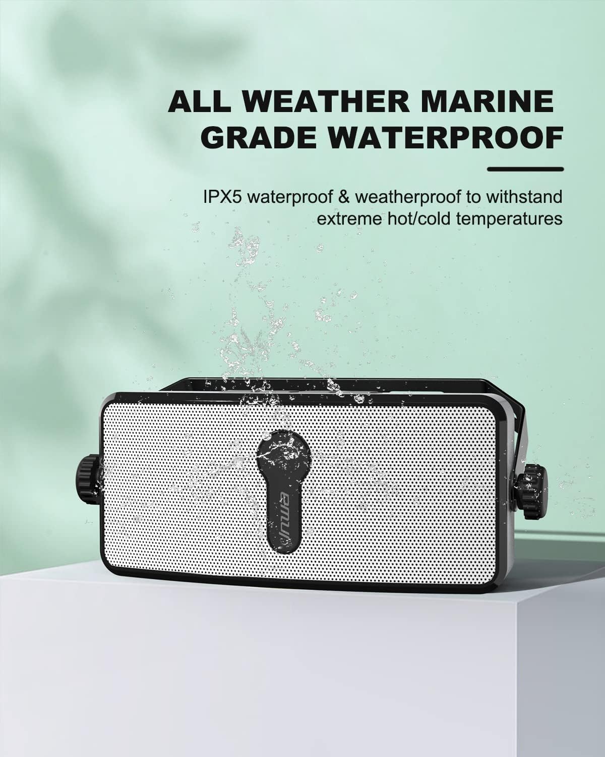 Inwa Bluetooth Outdoor Speaker, IPX5 Waterproof Wall Mount Speaker, Wireless Sync Up to 100 Speakers, Connect Seamlessly to Phone, Computer, Suitable for Patio, Porch, Gazebo, Garage, 2 PCS