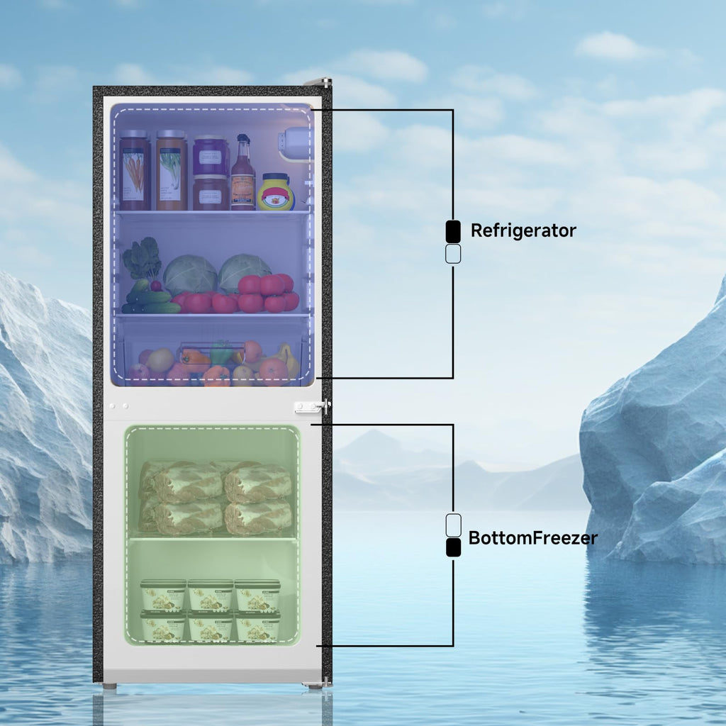 BANGSON 4.0 Cu.Ft Small Refrigerator with Freezer, Small Fridge with Bottom Freezer, for Apartment, Bedroom, Dorm, and Office, Double Door, Stainless Steel, Silver