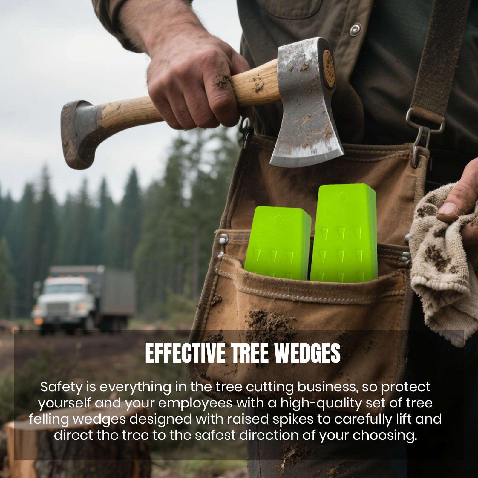 AR-PRO 6 Pack Tree Felling Wedges with Spikes for Safe Tree Cutting – 5.5” Wedges with Storage Bag; 6 Felling Dogs to Guide Trees Stabilize and Safely to Ground for Loggers and Fallers