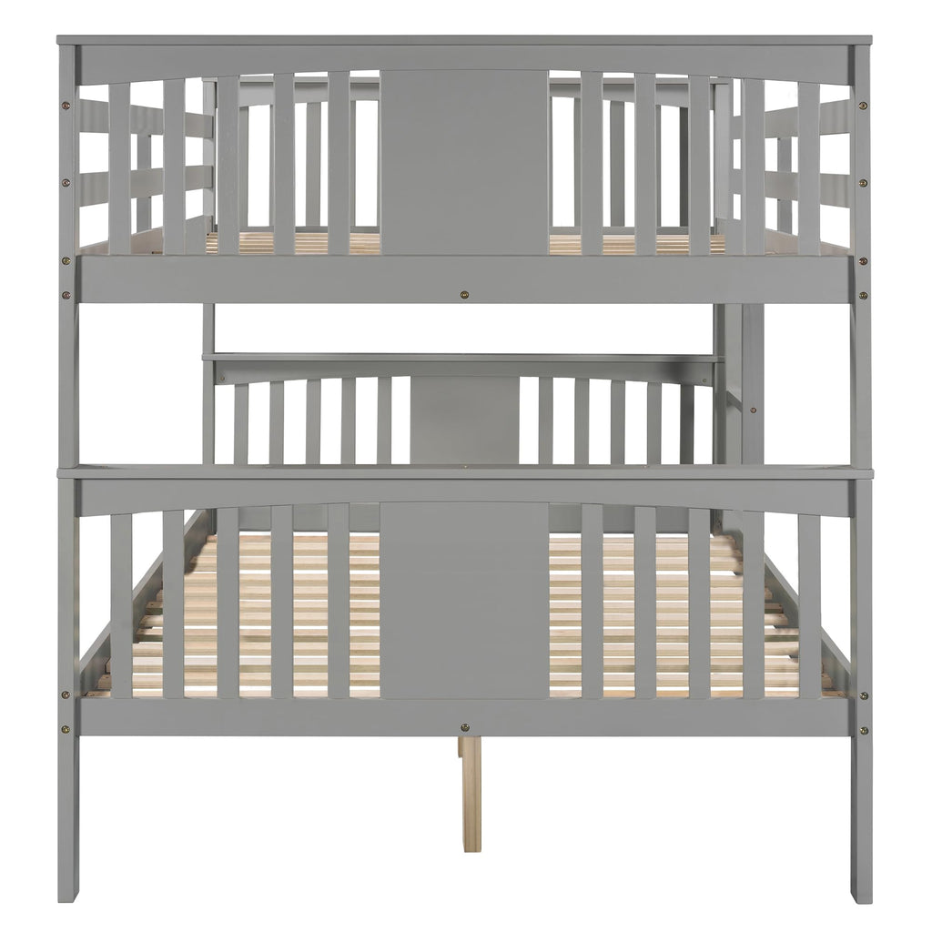 Merax Full Over Full Bunk Bed Convertible to Two Separate Beds, Solid Pine Wood Frame with Safety Guardrail & Headboard, Sturdy Durable Design, for Teens, Espresso
