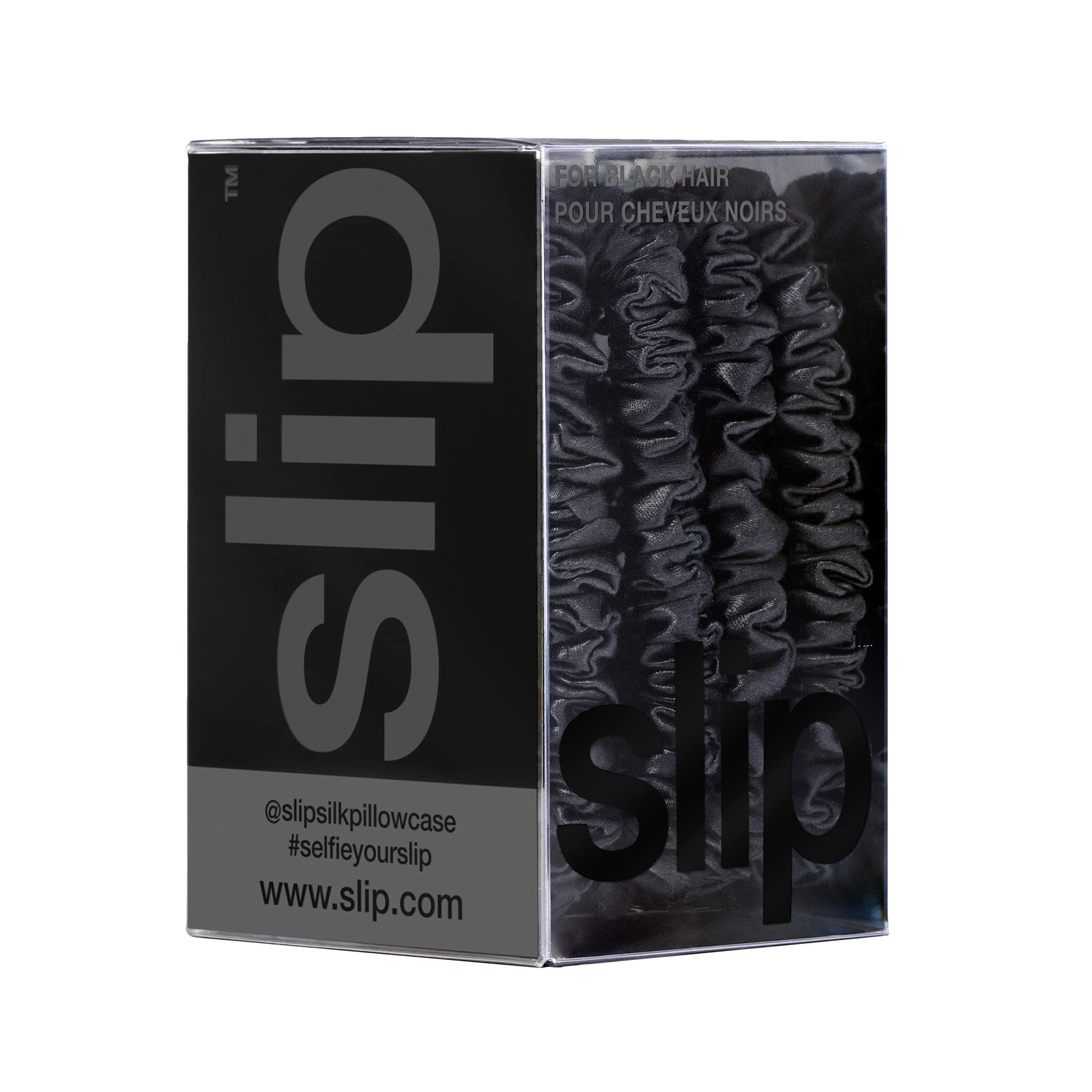 Slip Silk Hair Ties — Skinny Silk Auburn Scrunchies, No Damage, No Crease, Anti-Breakage |100% Mulberry Silk | All Hair Types | Made with Proprietary Slipsilk™ | Set of 4
