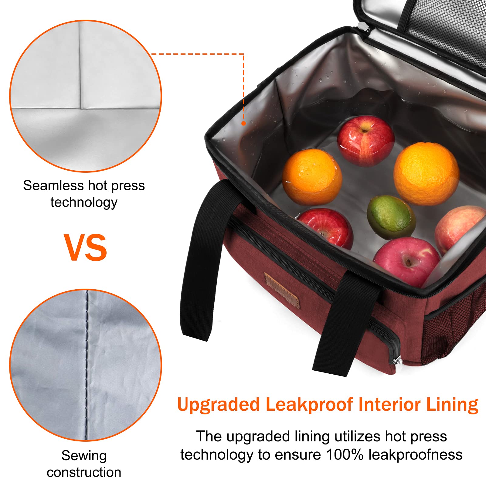 Femuar Lunch Bags for Women/Men, Insulated Lunch Bag for Work Office Picnic - Large Lunch Cooler Bag Leakproof Lunch Box with Adjustable Shoulder Strap for Adults - Grey (15L)