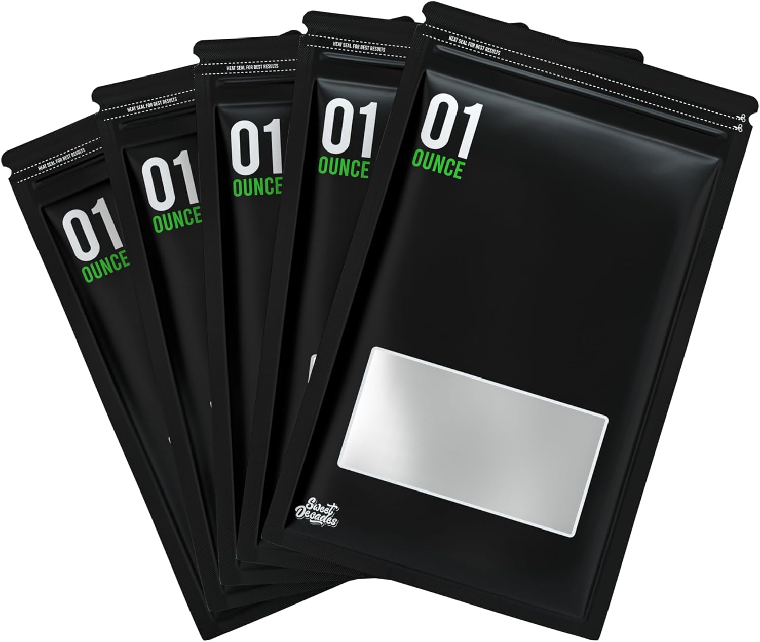 Sweet Decades 1 Ounce Bags - 50 Pack Lock & Seal Storage & Curing Bags Heat Sealable 6" x 9.8" x 3.15" Inch (1oz, 28g)