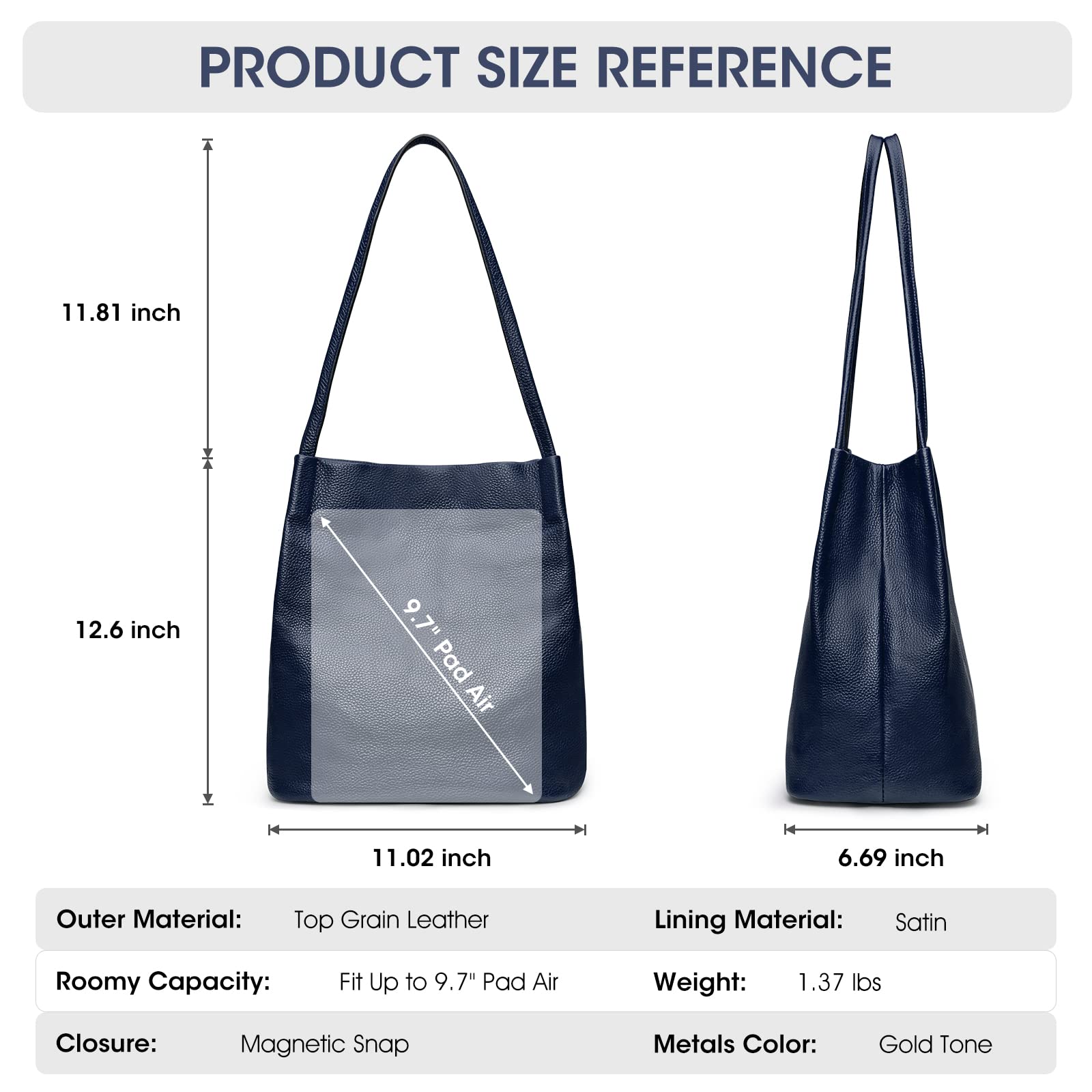 Kattee Women Soft Genuine Leather Totes Shoulder Bag Purses and Handbags with Top Magnetic Snap Closure