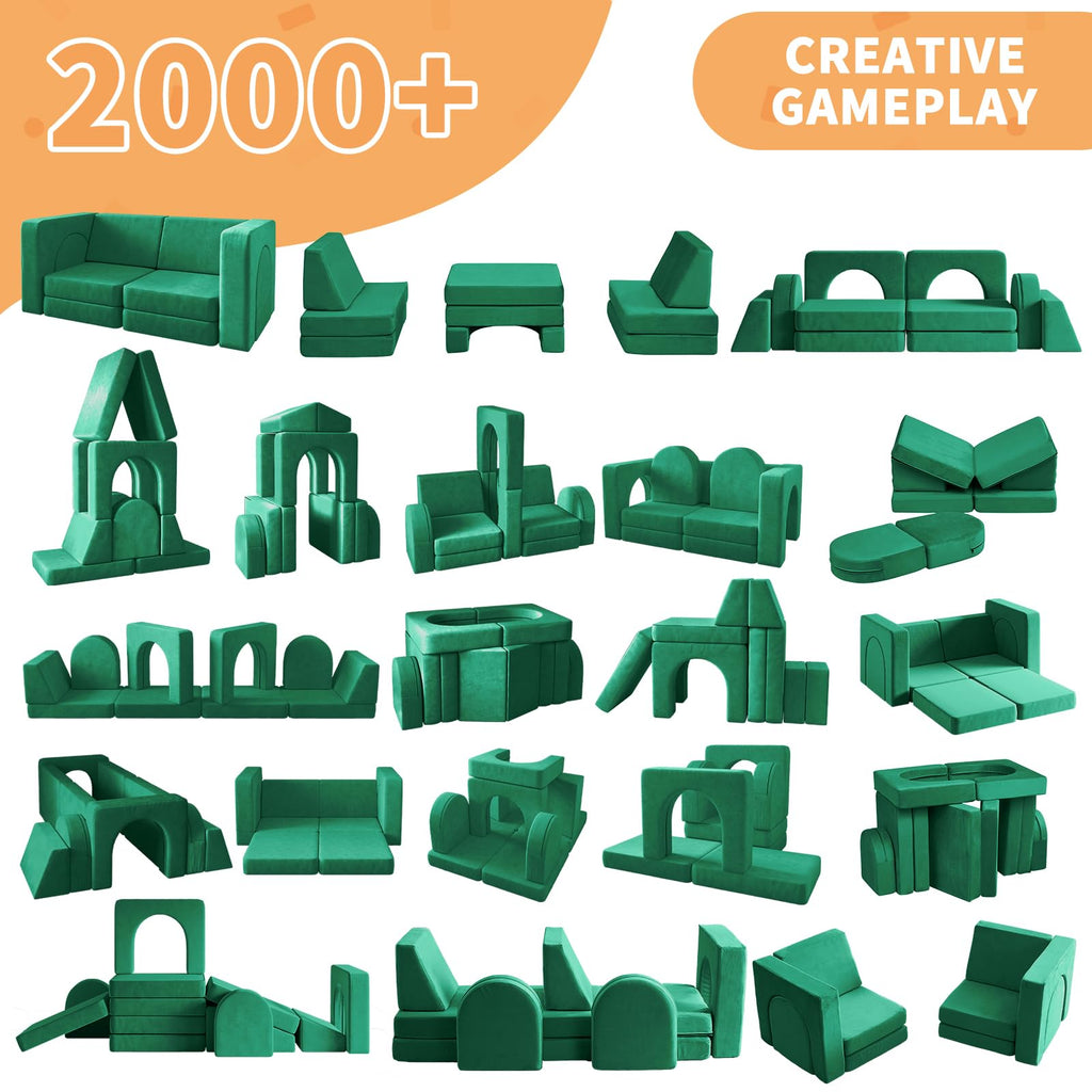 wanan Kids Couch 10PCS, Modular Kids Play Couch for Playroom Bedroom, 10 in 1 Multifunctional Kid Sofa for Playing, Creativing, Sleeping, Indoor Toddler Couches for Boys and Girls(Dark Grey)
