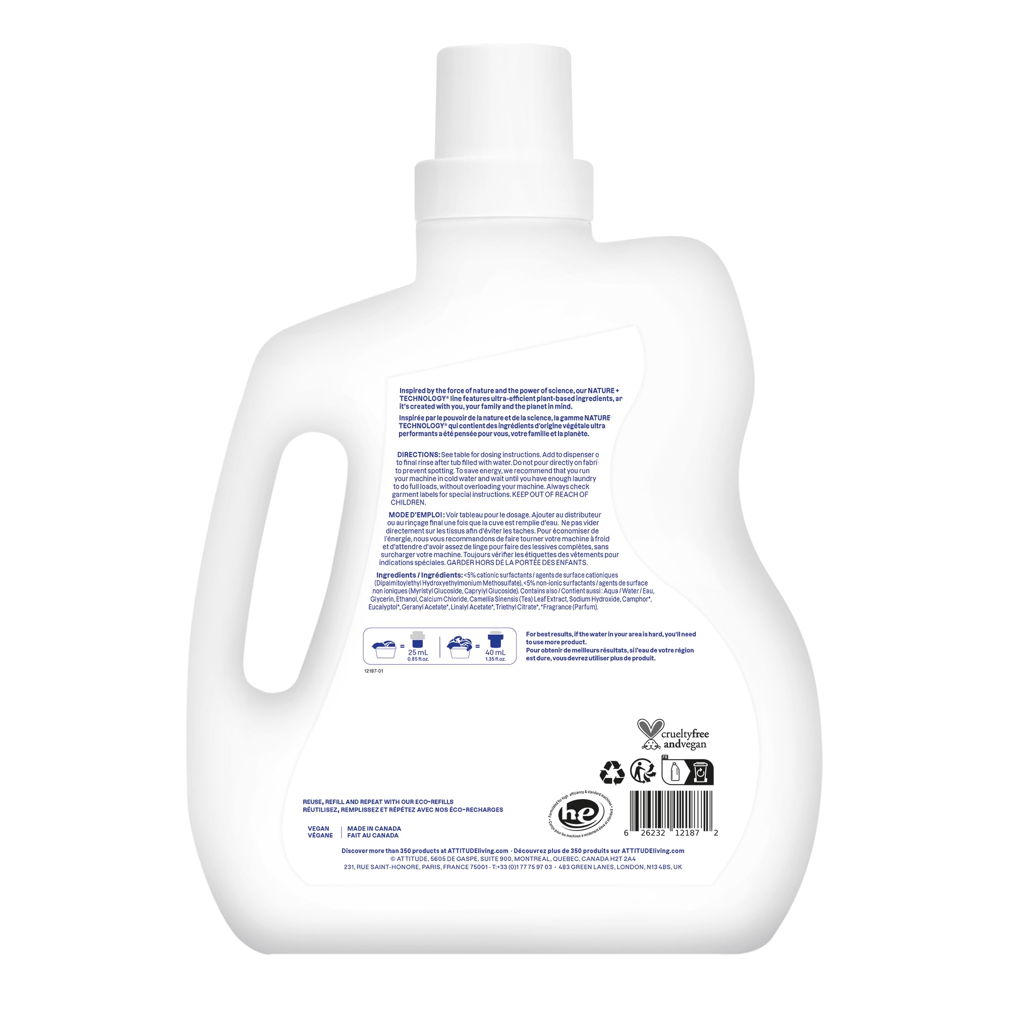 ATTITUDE Liquid Fabric Softener, Plant-Based & Vegan, HE Compatible, Naturally Derived, Citrus Zest Scent, 80 Loads, 67.6 Fl Oz