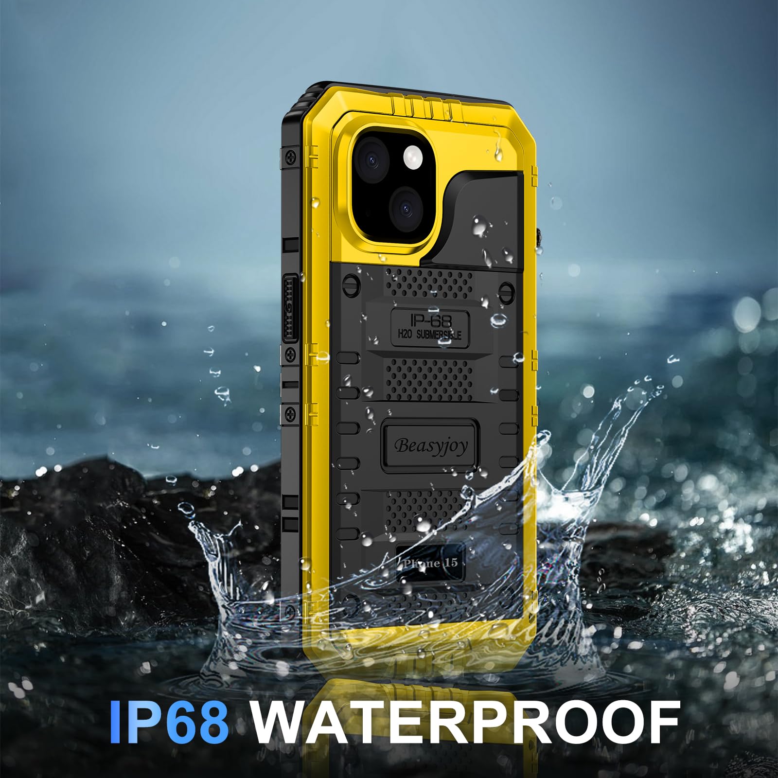 Beasyjoy for iPhone SE 2022/2020/ 8/7 Metal Case, Waterproof Heavy Duty Case with Screen Protector, Full Body Protection Military Grade Shockproof Defender Durable Sturdy Rugged Aluminum Cover, Black