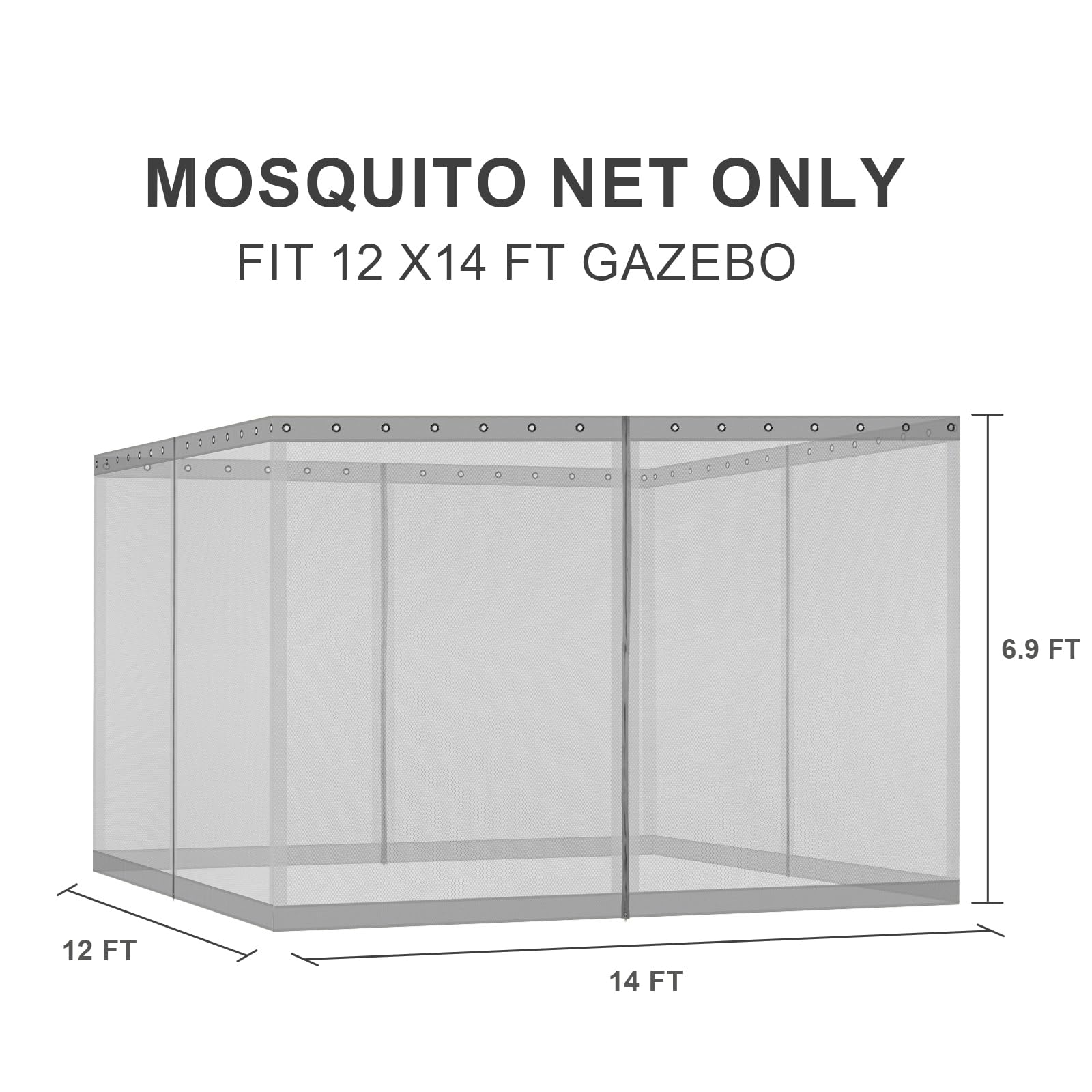 BPS 10' x 10' Gazebo Universal Mosquito Netting Screen Replacement, 4-Panel Mesh Screen Walls with Double Zippers for Outdoor Patio, Khaki (Mosquito Net Only)