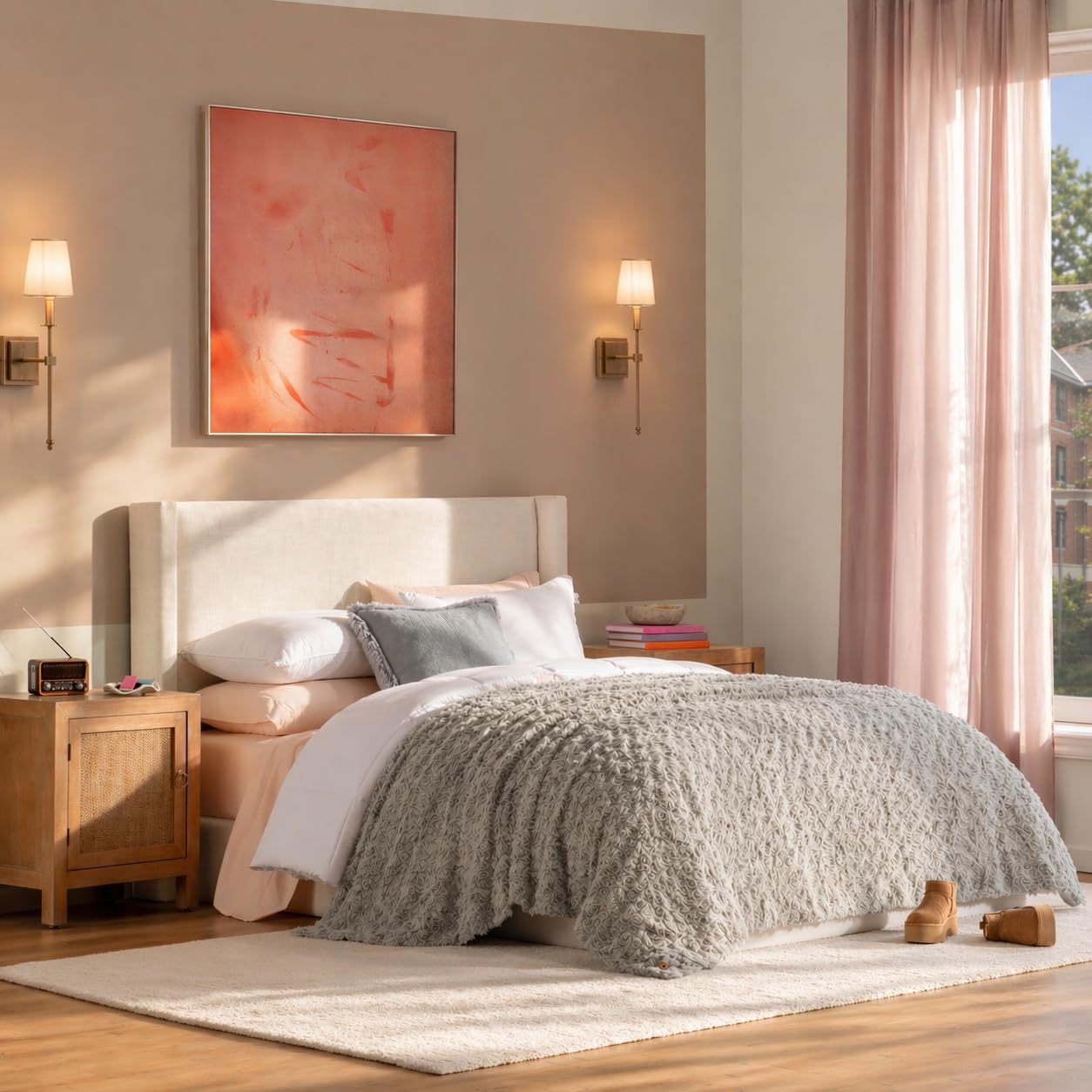 UGG Adalee Faux Fur Twin Size Blanket, Warm Cozy Blanket, Extra Large Throw for Sofa, Washable Bedding for Twin XL Size Bed, Cute Room Decor, 66" x 90", Oyster Brown