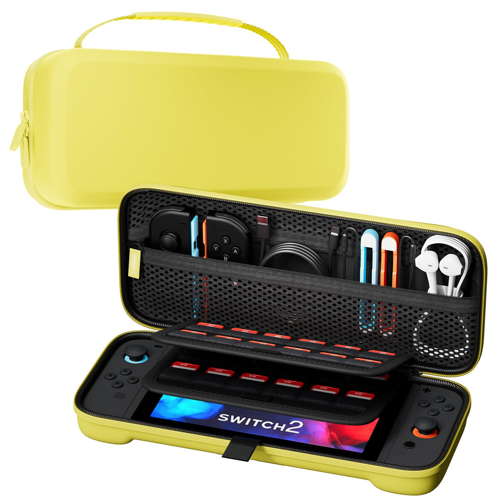 ProCase Carrying Case for Nintendo Switch 2 (2025) with 24 Game Card Slots, Hard Portable Travel Case Storage Bag Protective Pouch for 2025 Nintendo Switch 2 Console AC Adapter & Accessories -Black,L
