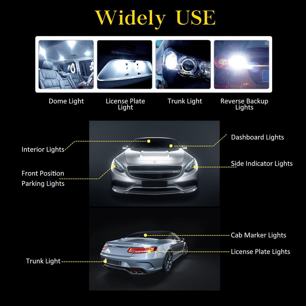 T10 921 194 168 LED Bulbs Cool White 20-Packs, Super Bright 3014 42-SMD LED Replacement 12 Volt RV Camper Trailer Boat Trunk Interior Dome Map License Lights, Backup Reverse Lights