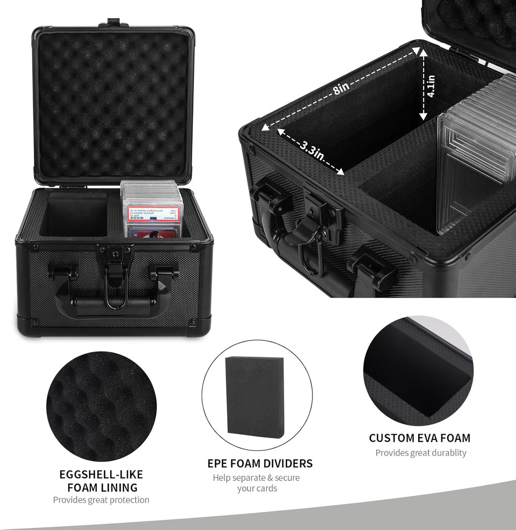 KAGSWAMO Graded Card Storage Box, Holds 60+ PSA Slab Card Case for Graded Cards Sports Cards, Baseball Trading Card Case Holder Fits PSA, CSG, BGS and Top Loaders