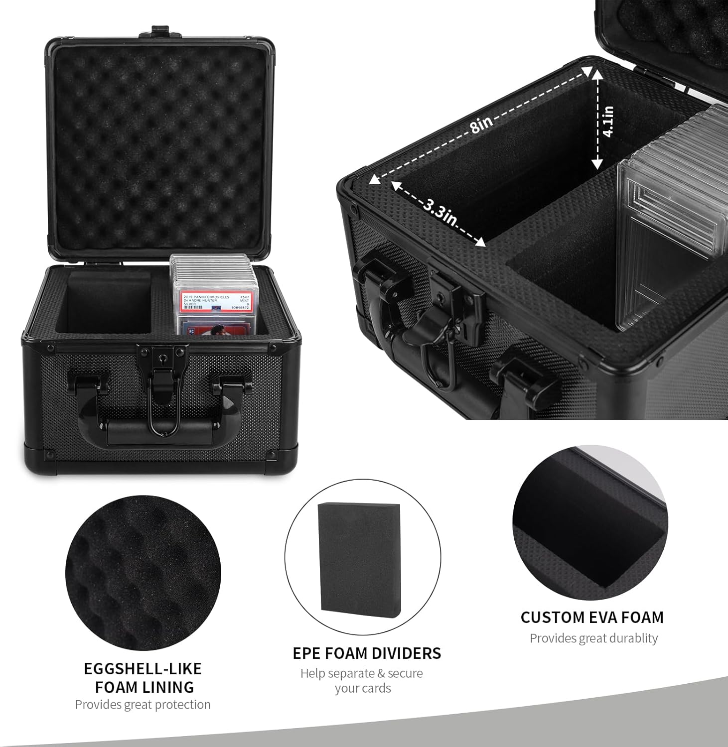 KAGSWAMO Graded Card Storage Box, Holds 60+ PSA Slab Card Case for Graded Cards Sports Cards, Baseball Trading Card Case Holder Fits PSA, CSG, BGS and Top Loaders