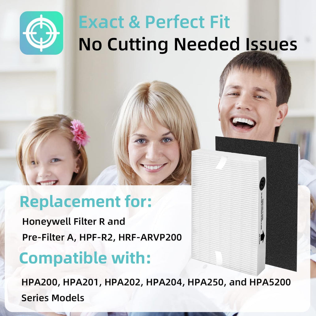 HPA200 Replacement Filters for Honeywell HPA200 HRF-ARVP200 Series Air Purifiers HPA200, HPA201, HA202, HPA204, HPA250, HPA5200, 2 R Filter and 4 Activated Carbon Pre-Filters A