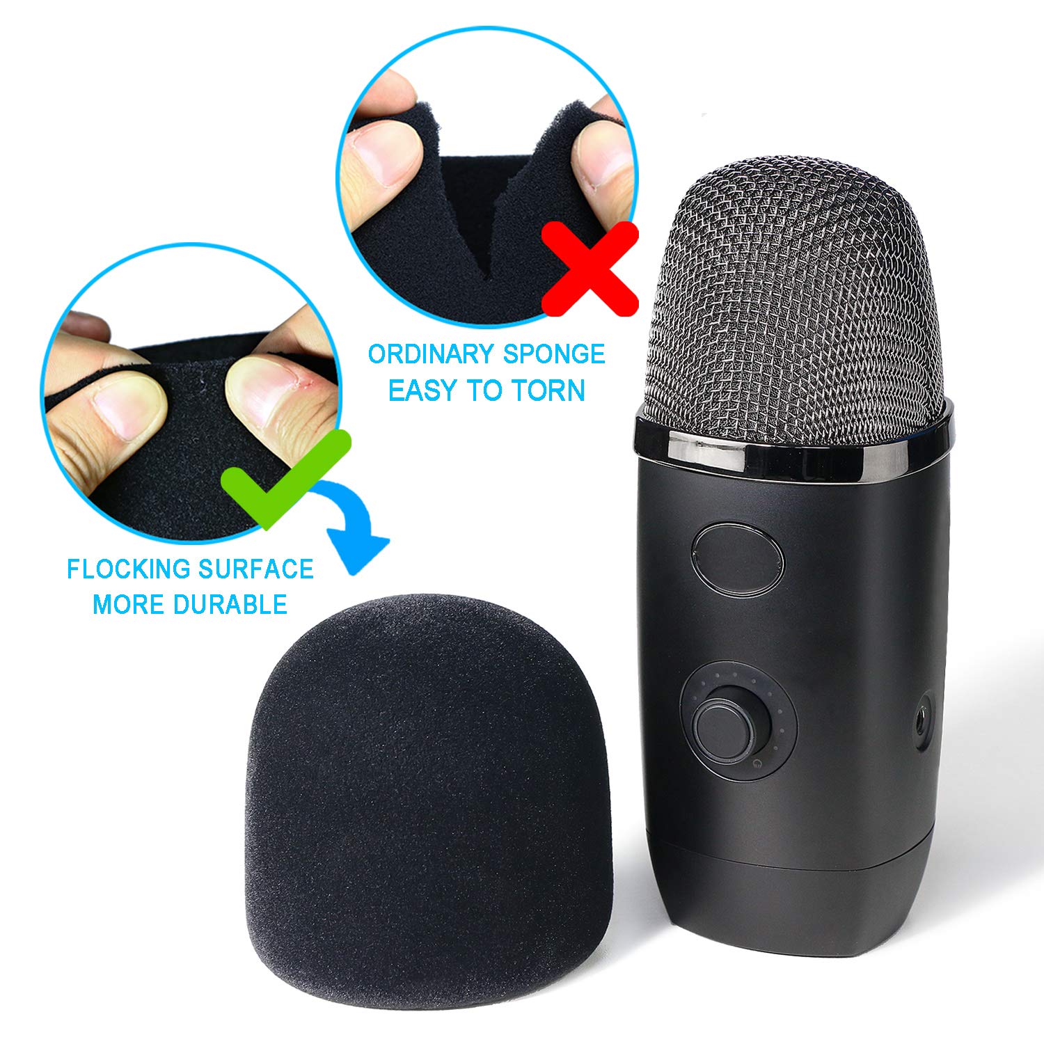 YOUSHARES 2PCS Blue Yeti Pop Filter for Blue Yeti Microphone, Yeti Foam Windscreen with Dead Cat Blue Yeti Mic Cover for Yeti Mic and Blue Yeti Pro USB Microphone