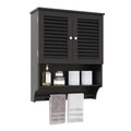 ChooChoo Bathroom Wall Cabinet, Medicine Cabinet, 2 Doors Over The Toilet Space Saver Storage Cabinet with Large Space, Black