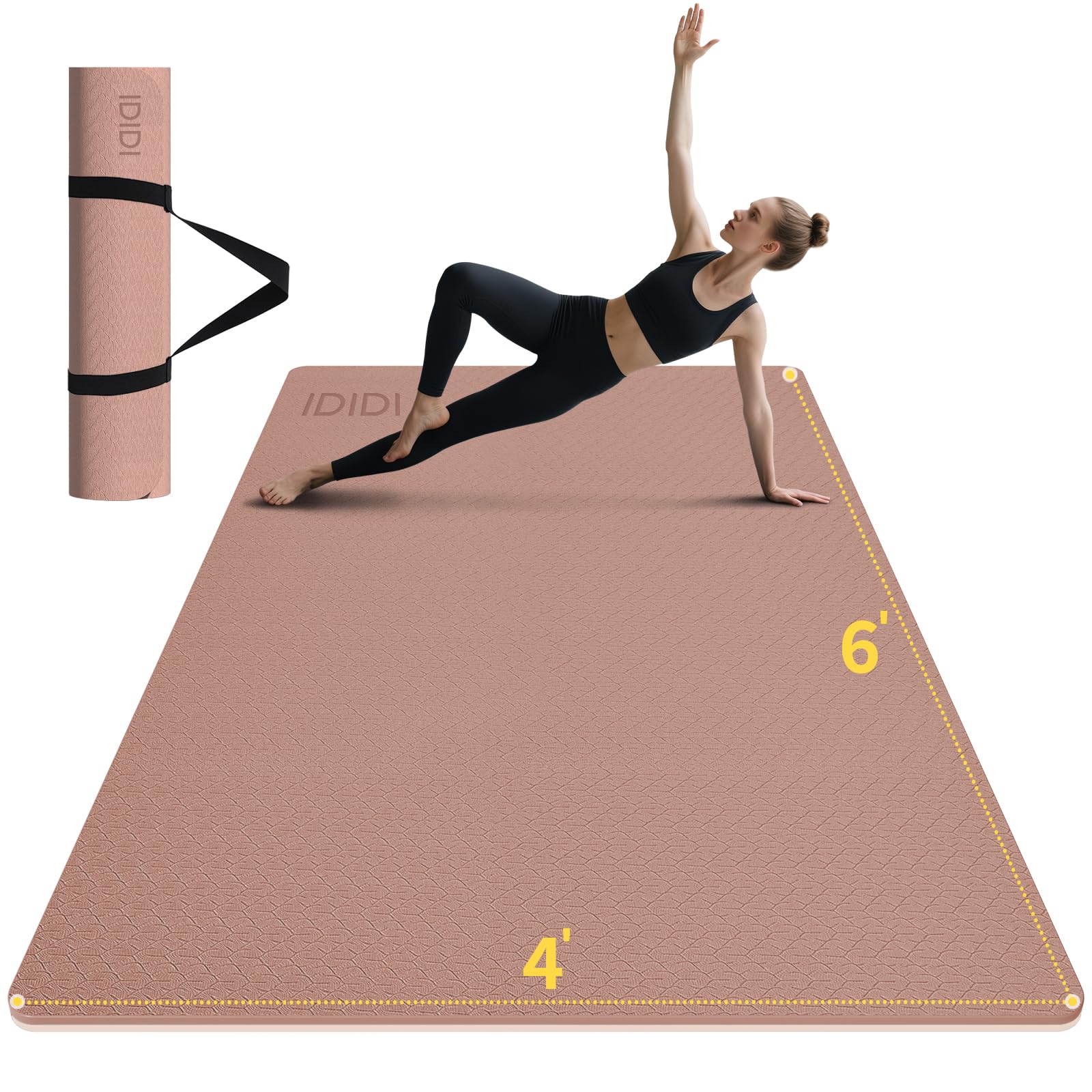 Large Yoga Mat (6'x 4')-POE 0.28''/0.32''/0.4'' Thick Fitness Mat, Eco-Friendly Exercise Mat for Home Workouts, Ideal for Yoga and Pilates