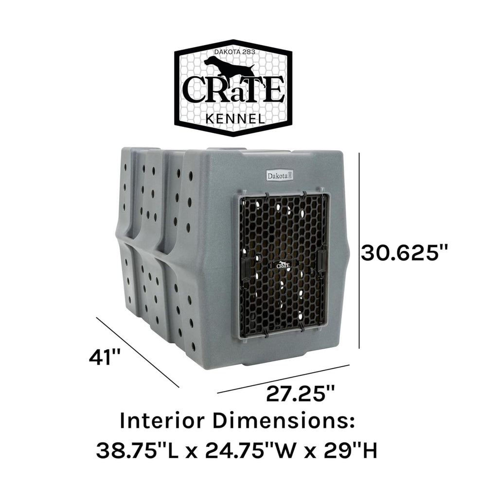Dakota 283 Canine Rough and Tough Economy Dog Crate w/ Removable Two-Way Door - Heavy Duty Outdoor Kennel for Medium Breed Dogs (Coyote Granite, Intermediate)