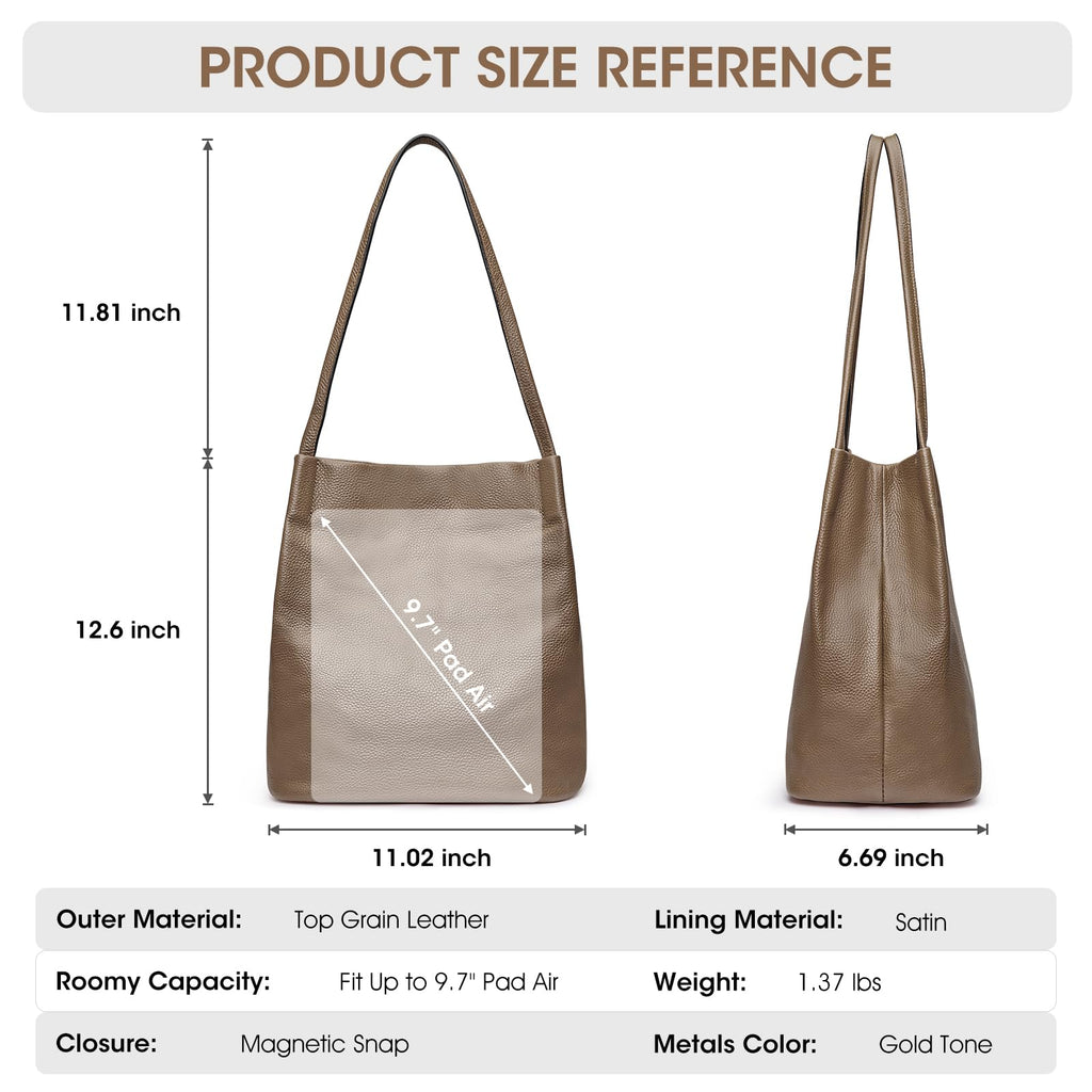 Kattee Women Soft Genuine Leather Totes Shoulder Bag Purses and Handbags with Top Magnetic Snap Closure