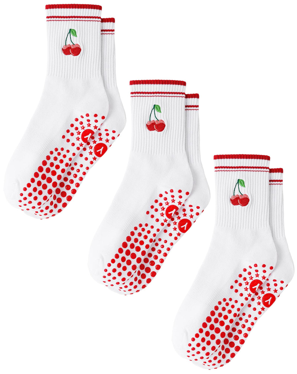 Yawlsow Pilates Grip Socks for Women Yoga Grippy Socks Cute Barre Non Skid Athletic Crew Sticky Sock Workout Hospital