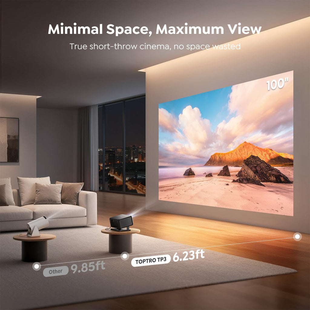 Smart Projector 4K【Bundled with Google TV Stick】Short Throw Mini Projectors, Portable Projecteur with Auto Focus & Keystone| Compatible with Netflix, Movie Projector WiFi6 & Bluetooth 5.3 Home/Outdoor