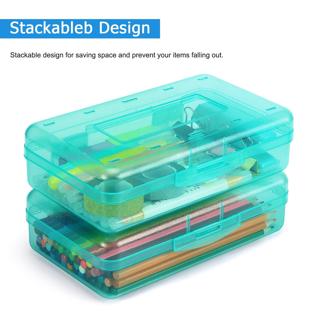 Tamaki 1 Pack Plastic Pencil Box Large Capacity Pencil Boxes Clear Boxes with Snap-tight Lid Stackable Design and Stylish Office Supplies Storage Organizer Box, Black