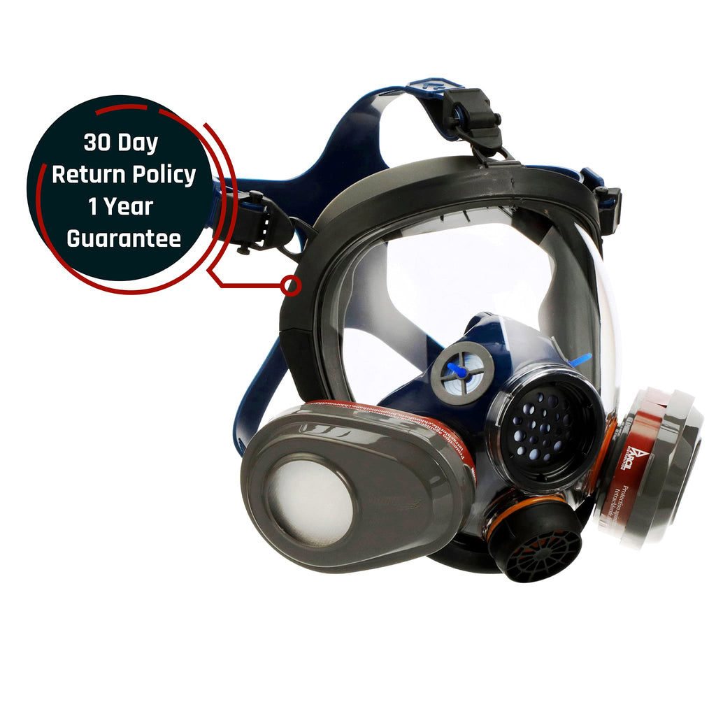 Parcil Distribution Full Face Respirator Mask with Filters – Durable Full Face Respirator Mask, Bayonet Filter Compatible