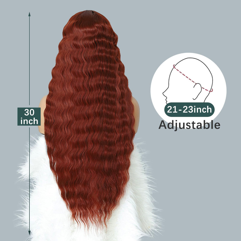 INSTASTYLE 30 Inch Synthetic Curly Wigs for Women Long Black Hair Wig Lace Front 4" Simulated Scalp Natural Loose Deep Wave Crimps Curls Wig As Hair Replacement Wigs 1B