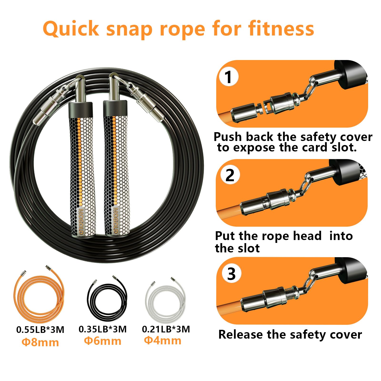 Weighted Jump Rope for Men Women -Interchangeable 1/5lb 1/4lb 1/2lb Heavy jump ropes - 360 Degree Spin - Length Adjustable,Ergonomics Leather Grip Skipping Rope for Fitness Weight Loss & More